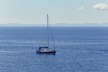 Fototapeta premium Sailing yacht on the Mediterranean Sea