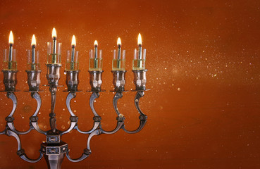 jewish holiday Hanukkah background with menorah