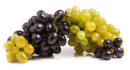 bunch of green and blue grape isolated on white background