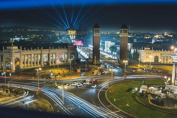 Fototapeta premium Magic Fountain light show in Barcelona, Spain