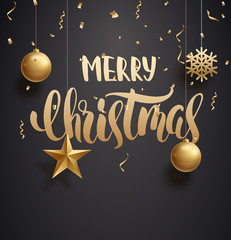 vector illustration of merry christmas 2017 gold and black collo
