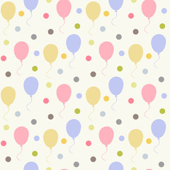 Balloons pattern with polka dots on a white background
