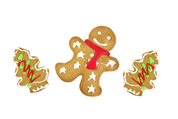 Christmas gingerbread on white background