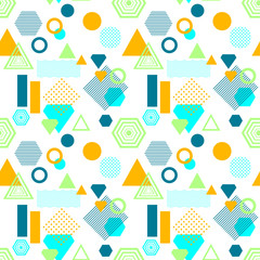 Abstract seamless pattern in postmodern Memphis Style on White