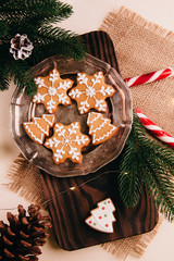 Beautiful Christmas background with cookies and candy