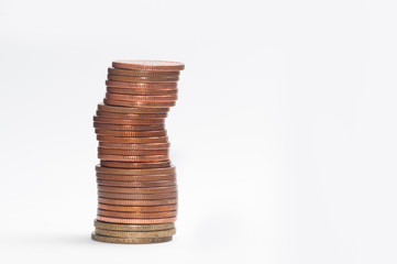 stack of coins isolated on white background