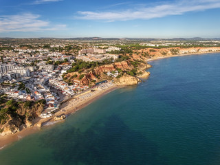 Aerial. Amazing view from the sky, town coast Olhos de Agua.