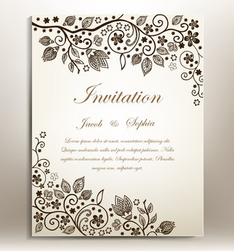 Floral hand-draw wedding invitation. a beautiful hand drawn wedding invitation ,suitable also for congratulation,greeting cards