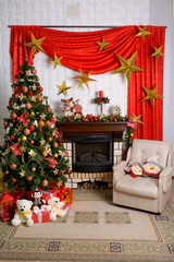 Decorated Christmas room, and a beautiful tree
