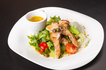 fish salad with Greens and gravy