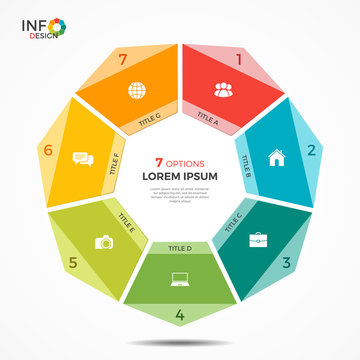 Colorful infographic template with 7 options circle chart