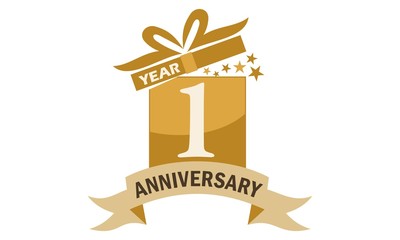 1 Years Gift Box Ribbon Anniversary 