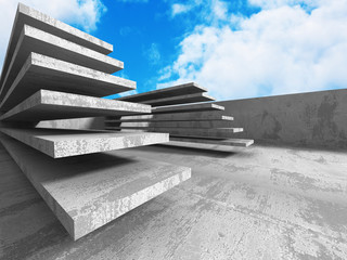 Abstract Concrete Architecture on Sky Background