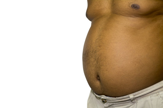 Belly Fat black men's isolated on white