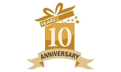10 Years Gift Box Ribbon Anniversary 