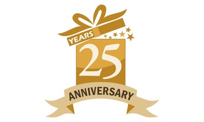 25 Years Gift Box Ribbon Anniversary 