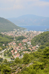 Fototapeta na wymiar View over Icmeler suburb of Marmaris resort town in Turkey.