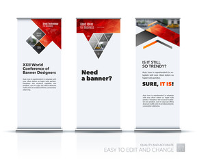 Business vector set of modern roll Up Banner stand design with a