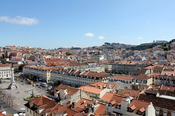 View from the roof of the historic downtown of Lisbon, Portugal