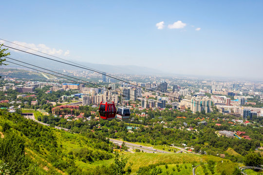 Almaty skyline with cable car