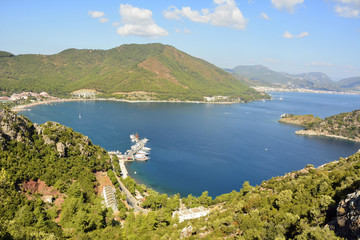 Fototapeta na wymiar View over Icmeler bay near Marmaris resort town in Turkey.