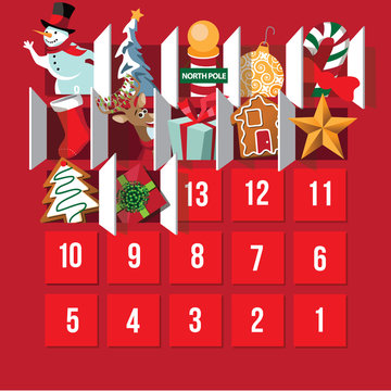 Countdown to Christmas Advent Calendar. Day 14. EPS 10 vector.