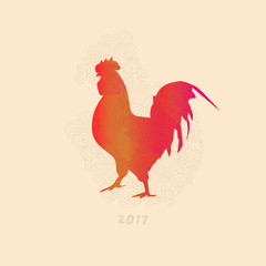 The silhouette of the rooster 2017. The symbol of the New 2017 fire rooster. Red rooster silhouette
