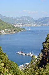 Mediterranean coast near Marmaris resort town in Turkey.
