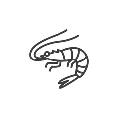Shrimp, Prawn line icon, outline vector sign, linear pictogram isolated on white. logo illustration