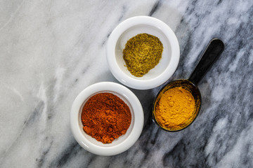 Spices on marble