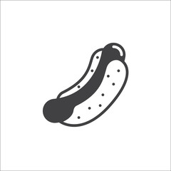 Hot dog, cooked sausage sandwich icon vector, filled flat sign, solid pictogram isolated on white, logo illustration