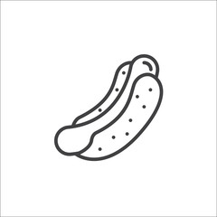 Hot dog, cooked sausage sandwich line icon, outline vector sign, linear pictogram isolated on white. logo illustration