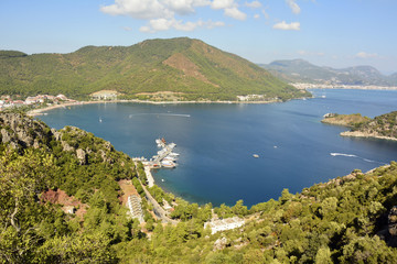 View over Icmeler bay near Marmaris resort town in Turkey.