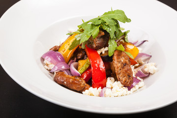 Salad with pork and peppers