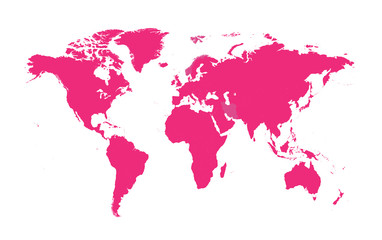 Fototapeta na wymiar world map pink flat design, vector