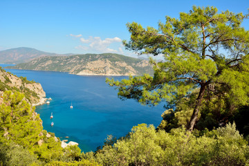 Fototapeta na wymiar Mediterranean coast near Marmaris resort town in Turkey.