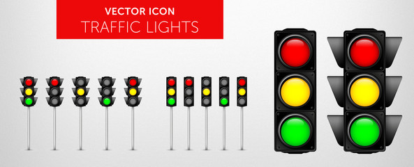 Signal road light traffic, urban & semaphore icon - Vector icon pack VOL.1 - obrazy, fototapety, plakaty