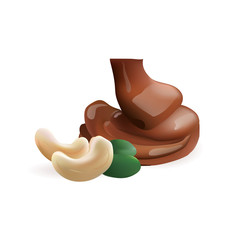 cashew with liquid chocolate