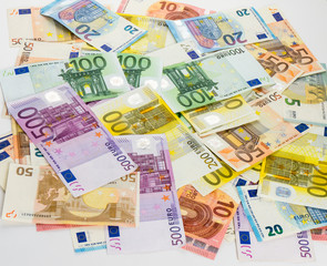 euro banknote money  finance concept cash on white background