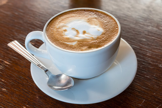 Hot Latte Art coffee in coffee shop