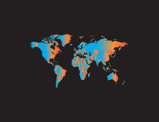 Fototapeta na wymiar World map at night metallic 