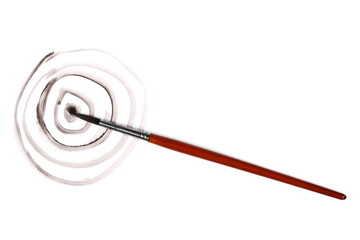Brush painting and target isolated on white