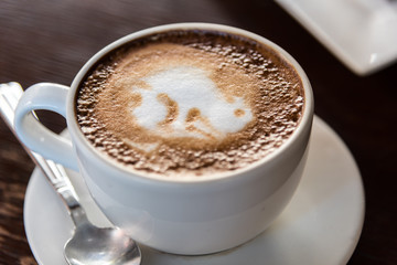 Hot Latte Art coffee in coffee shop