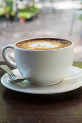 Hot Latte Art coffee in coffee shop