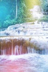 Pha Charoen Waterfall at National Park, Mae Sot, Tak, Thailand, Colorful Style