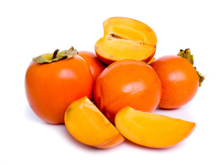 Persimmon fruit isolated on white background. clipping path