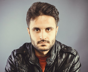 Caucasian boy isolated inside studio