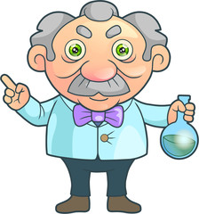 cartoon scientist made a great invention
