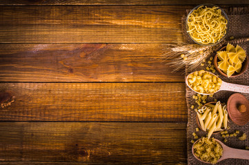 pasta on wooden background