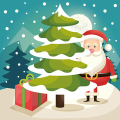happy merry christmas santa claus character vector illustration design